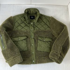 EUC Rails Peyton Mixed Media Jacket Medium Olive Sherpa Fleece Style